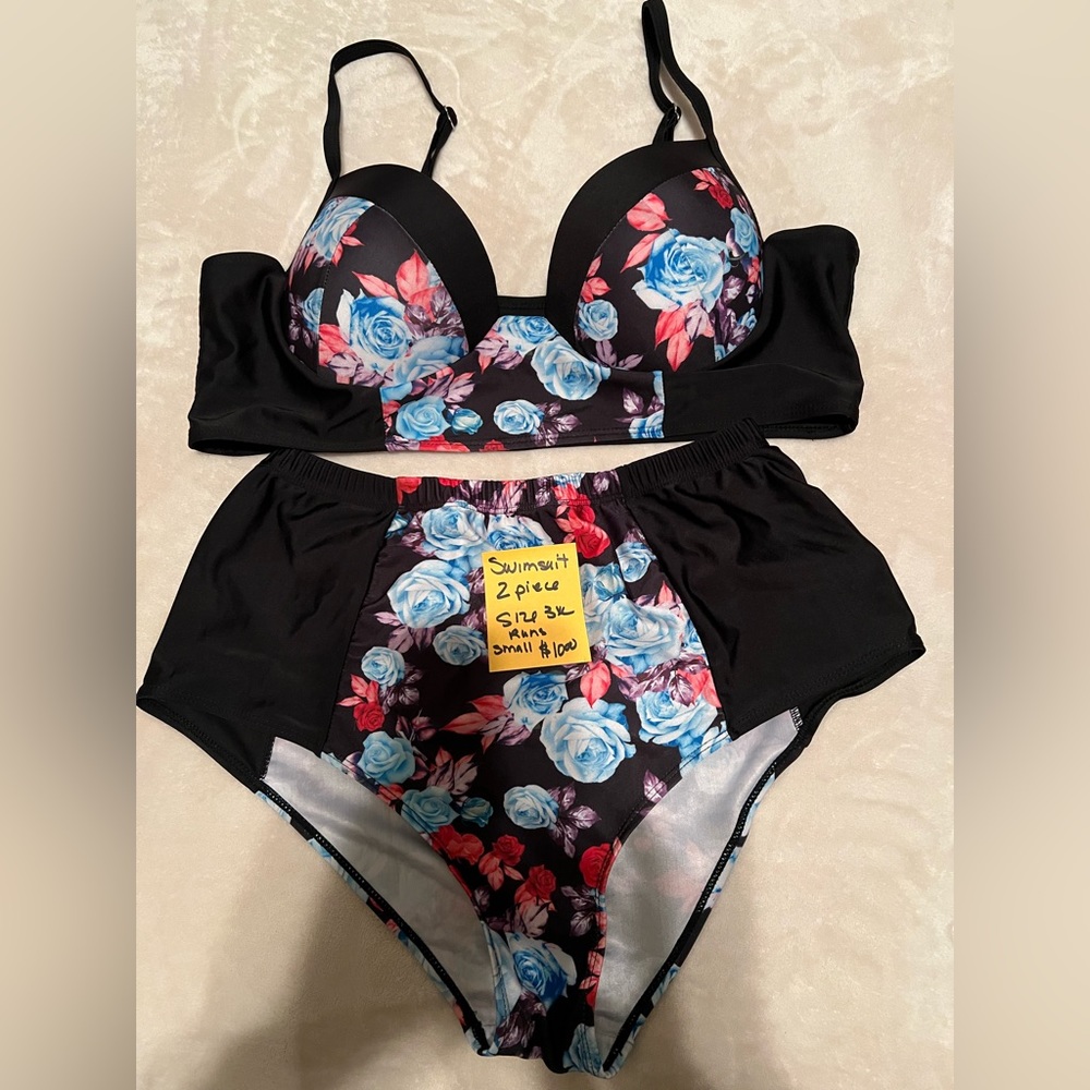 Women’s Plus Size 2 Piece Bathing Suit Flower Print